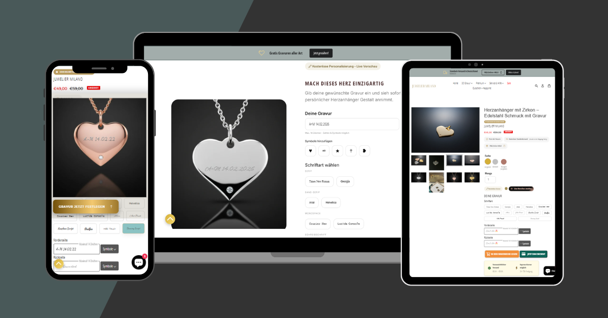 Juwelier Milano Online Shop – personalisierter Schmuck & Fotogravuren